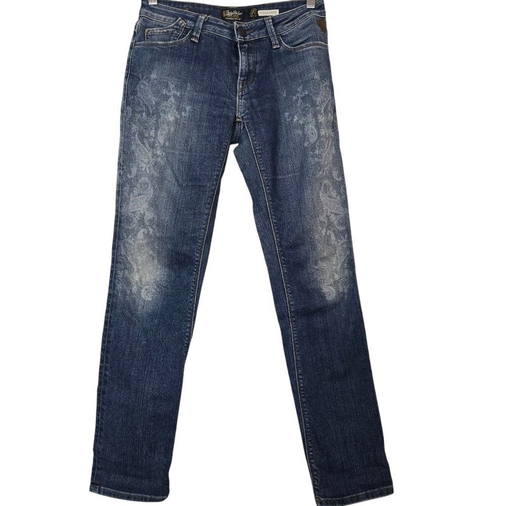 Replay Y2K Blue Rockxanne Jeans with Unique Pattern, Size 28/30, Made In Italy